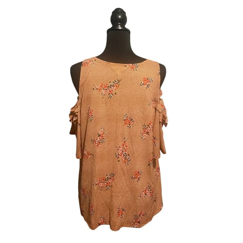 LC LAUREN CONRAD FLORAL COLD SHOULDER BLOUSE - Picture 2 of 3